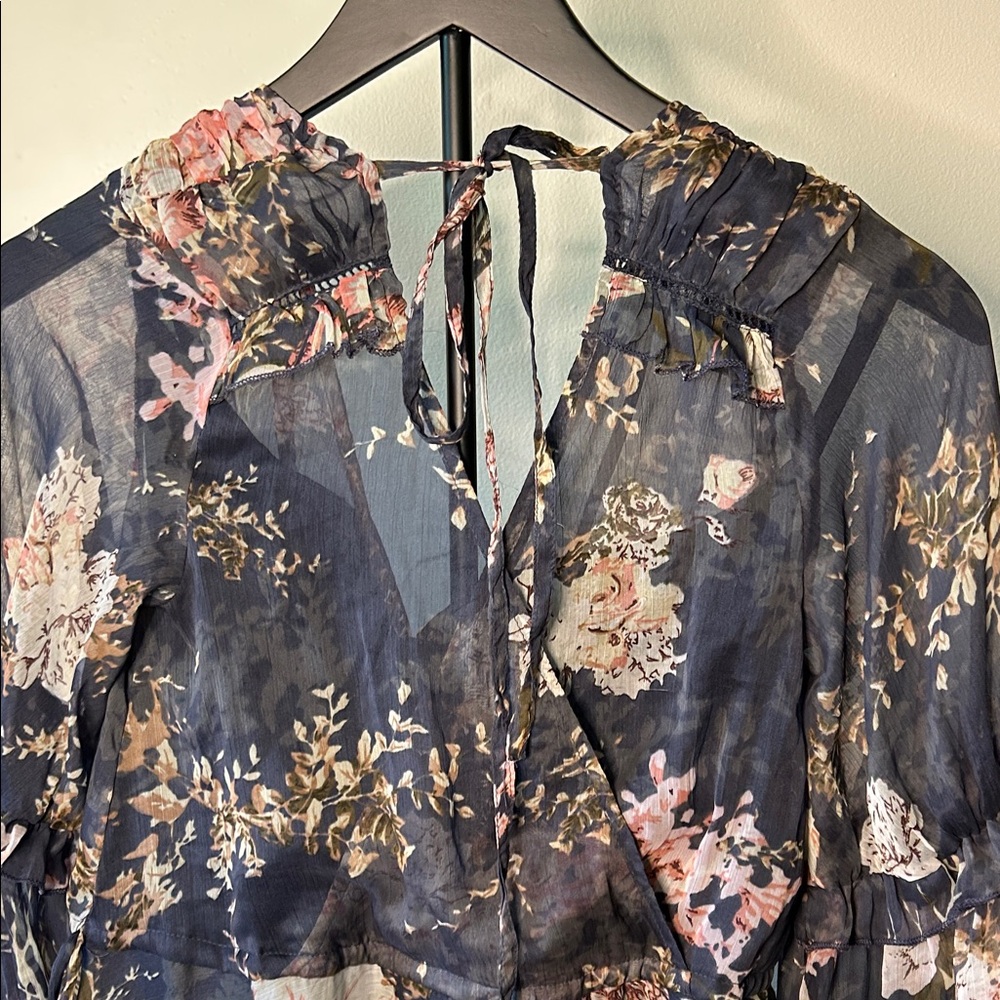 ASOS Floral Long Sleeve Dress - Black and Pink - Picture 13 of 13